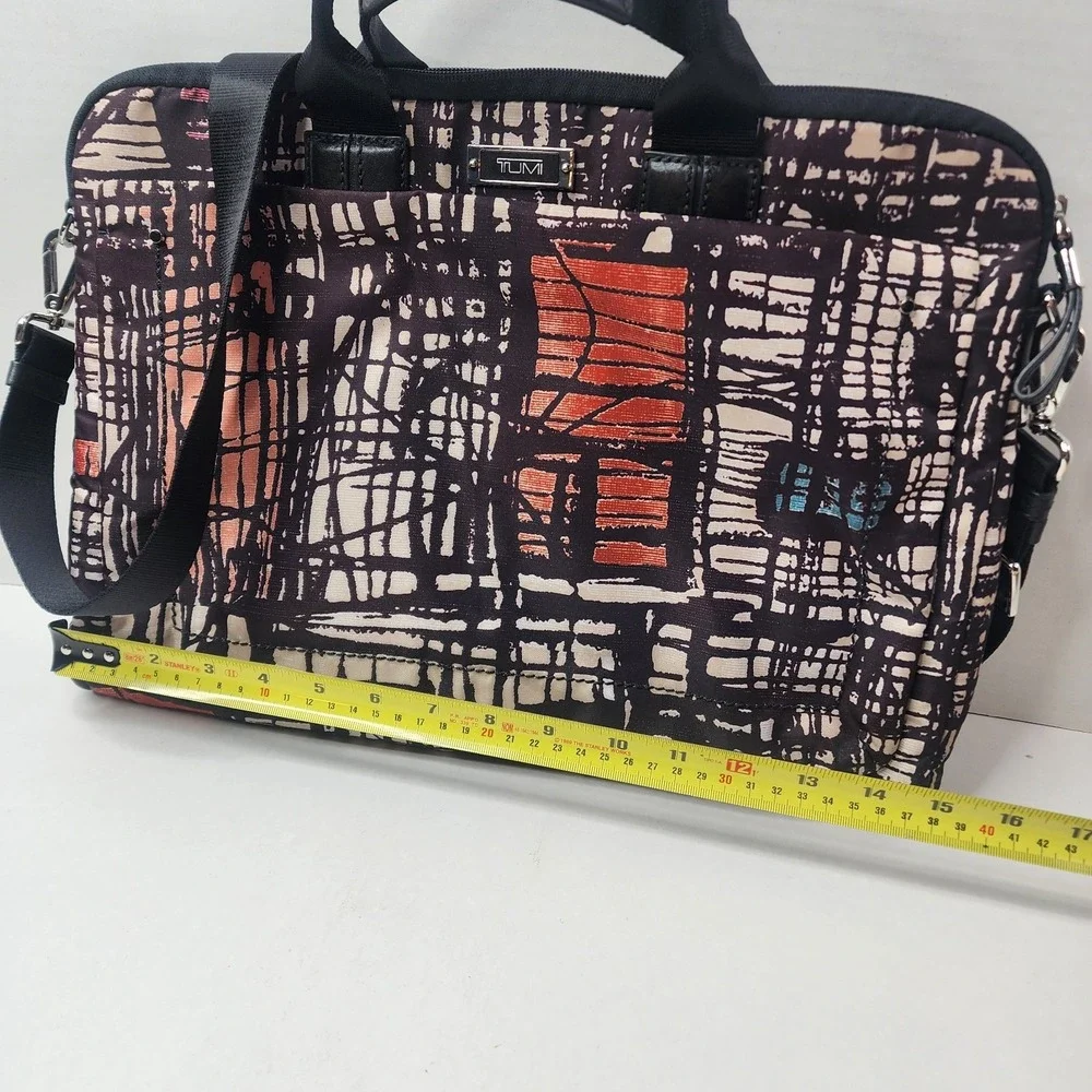 TUMI Abstract Pattern Laptop Bag Nylon Padded Compartments Removable Strap